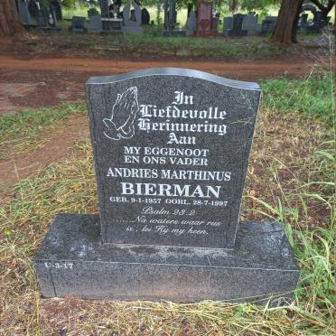 BIERMAN Andries Marthinus 1957-1997