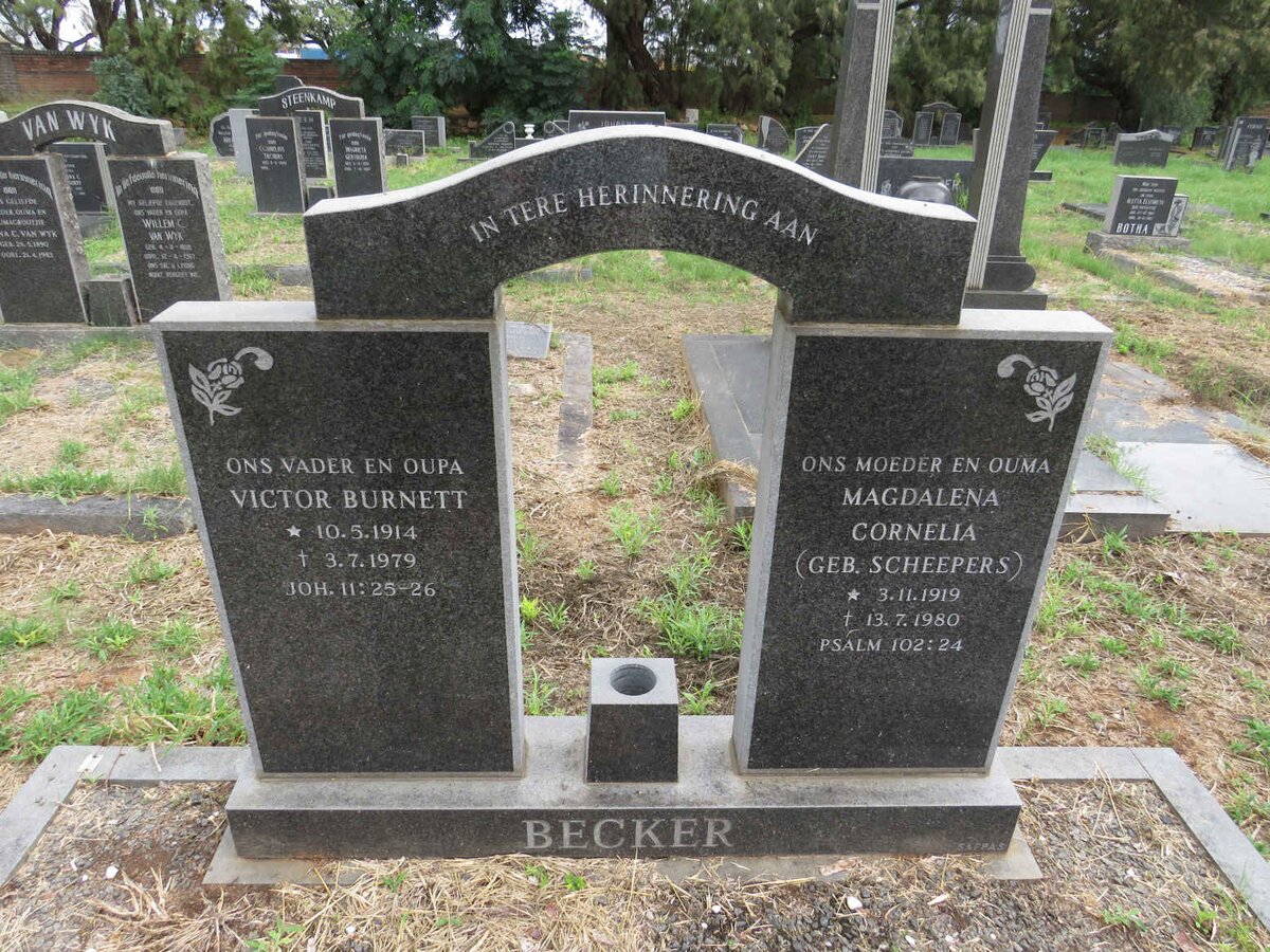 BECKER Victor Burnett 1914-1979 & Magdalena Cornelia SCHEEPERS 1919-1980