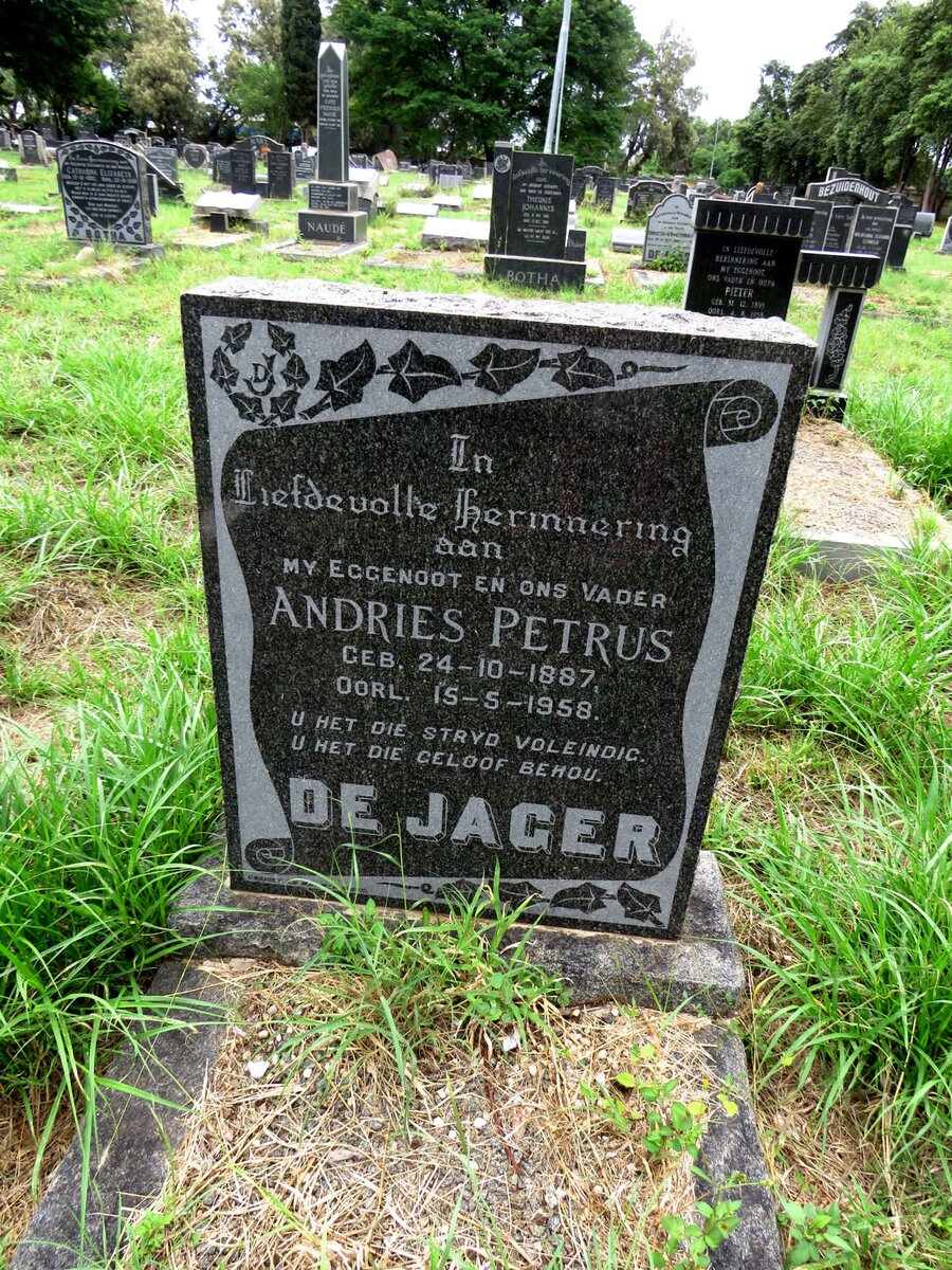JAGER Andries Petrus, de 1887-1958