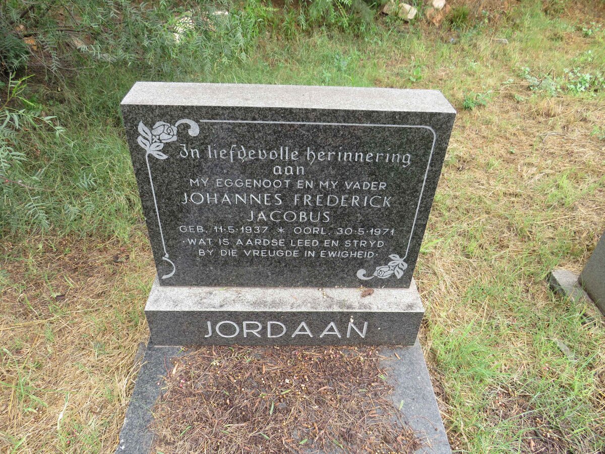 JORDAAN Johannes Frederick Jacobus 1937-1971