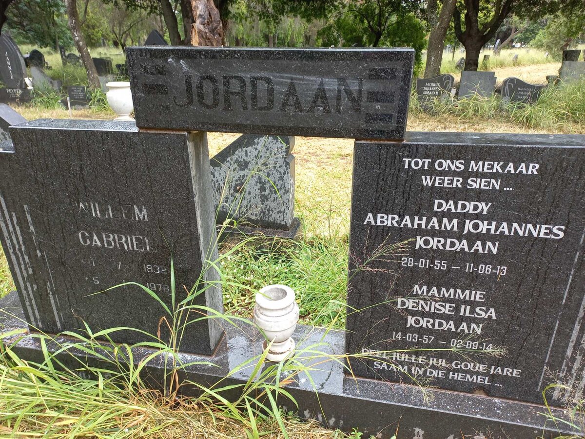 JORDAAN Willem Gabriel 1932-1978 :: JORDAAN Abraham Johannes 1955-2013 & Denise Ilsa 1957-2014