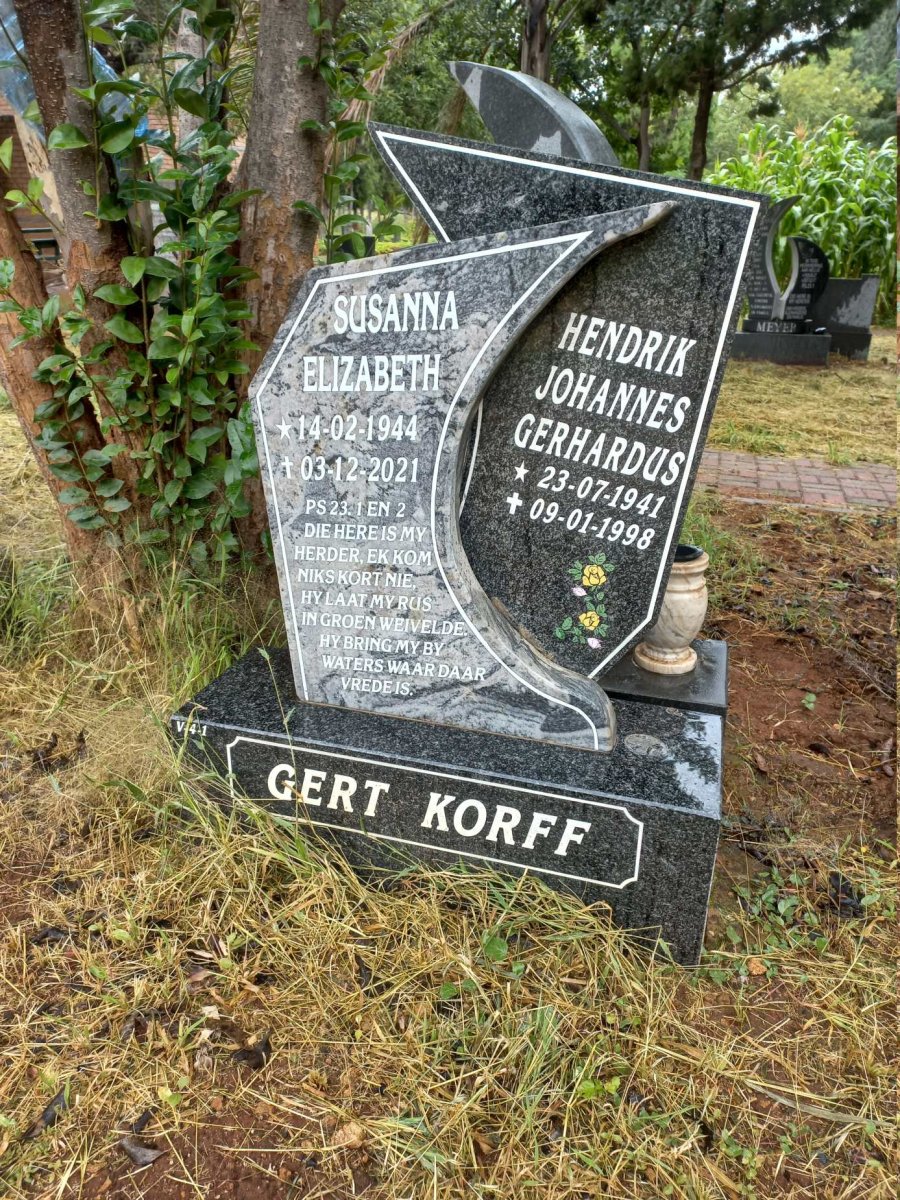 KORFF Hendrik Johannes Gerhardus 1941-1998 & Susanna Elizabeth 1944-2021