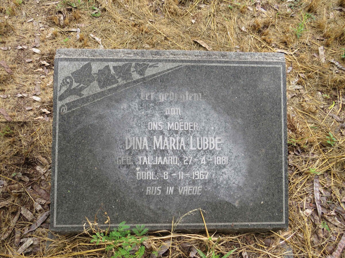 LUBBE Dina Maria nee TALJAARD 1881-1967