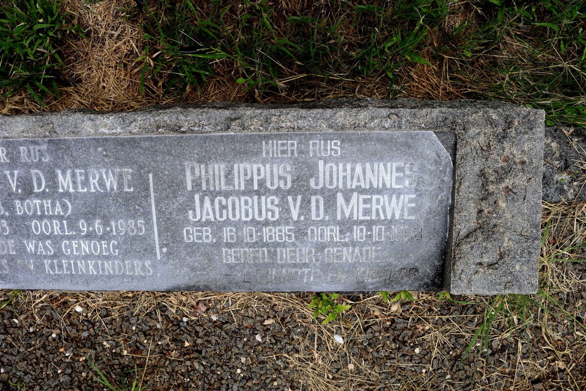 MERWE Philippus Johannes Jacobus, van der 1885-1963 & Maria E nee BOTHA 1893-1985_1 