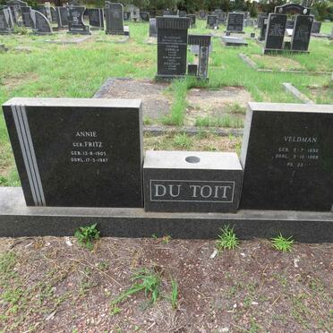 TOIT Veldman, du 1896-1968 & Annie FRITZ 1905-1987