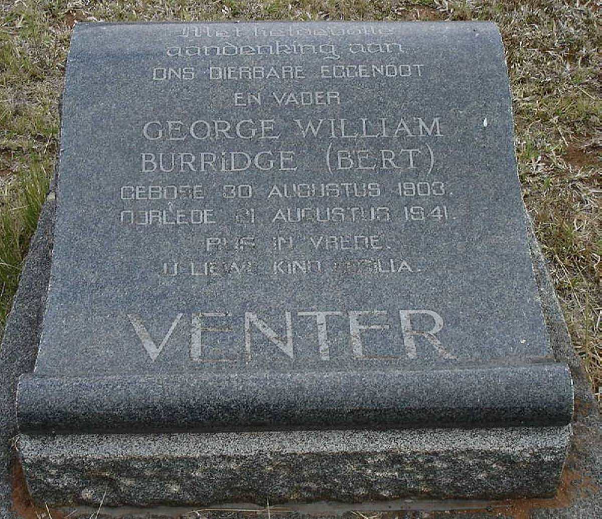 VENTER George William Burridge 1903-1941