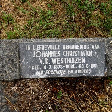 WESTHUIZEN Johannes Christiaan, van der 1875-1961