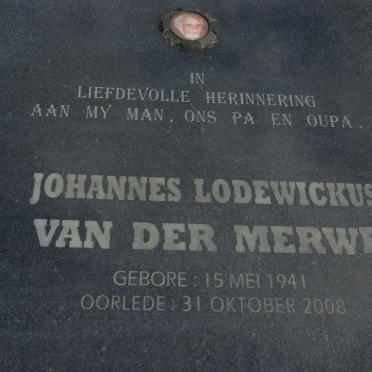 MERWE Johannes Lodewickus, van der 1941-2008