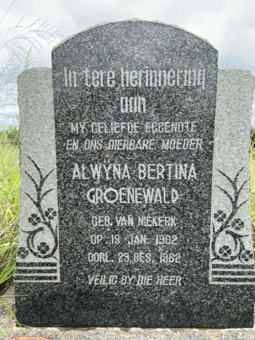 GROENEWALD Alwyna Bertina nee VAN NIEKERK 1902-1962