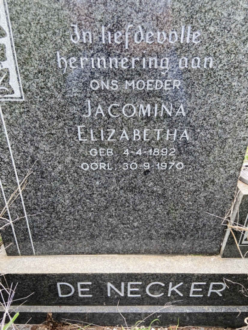 NECKER Jacomina Elizabetha, de 1892-1970