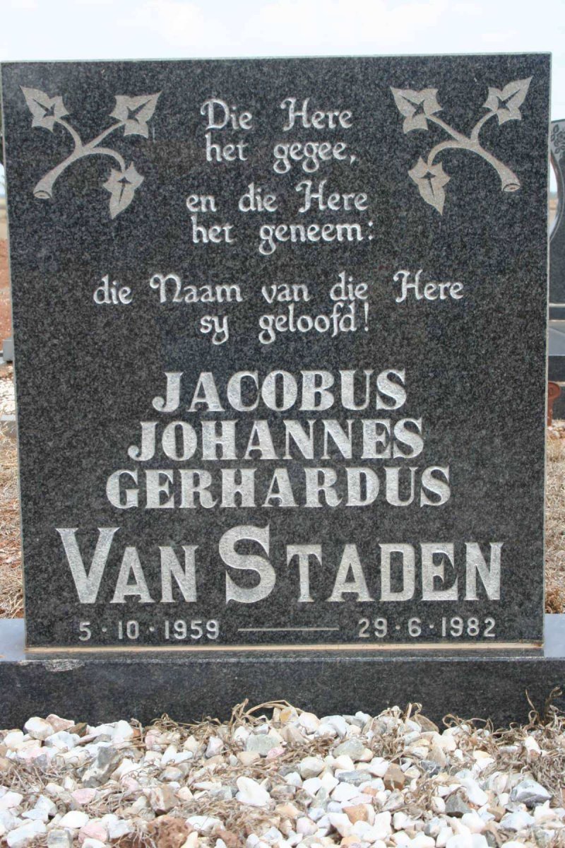 STADEN Jacobus Johannes Gerhardus, van 1959-1982