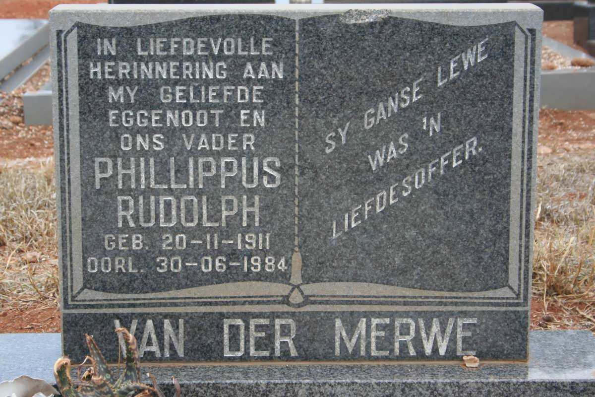 MERWE Phillippus Rudolph, van der 1911-1984