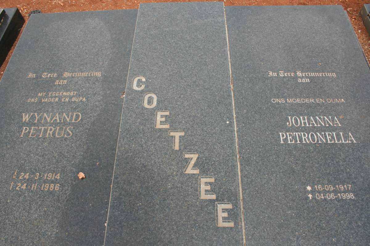 COETZEE Wynand Petrus 1914-1986 &amp; Johanna Petronella 1917-1998