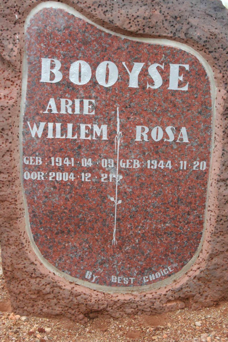 BOOYSE Arie Willem 1941-2004 &amp; Rosa 1944-