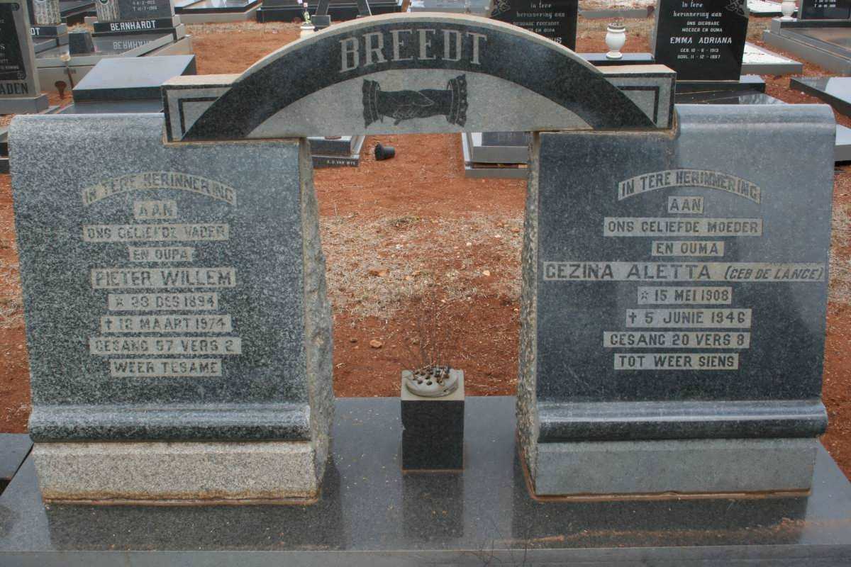 BREEDT Pieter Willem 1894-1974 &amp; Gezina Aletta DE LANGE 1908-1946