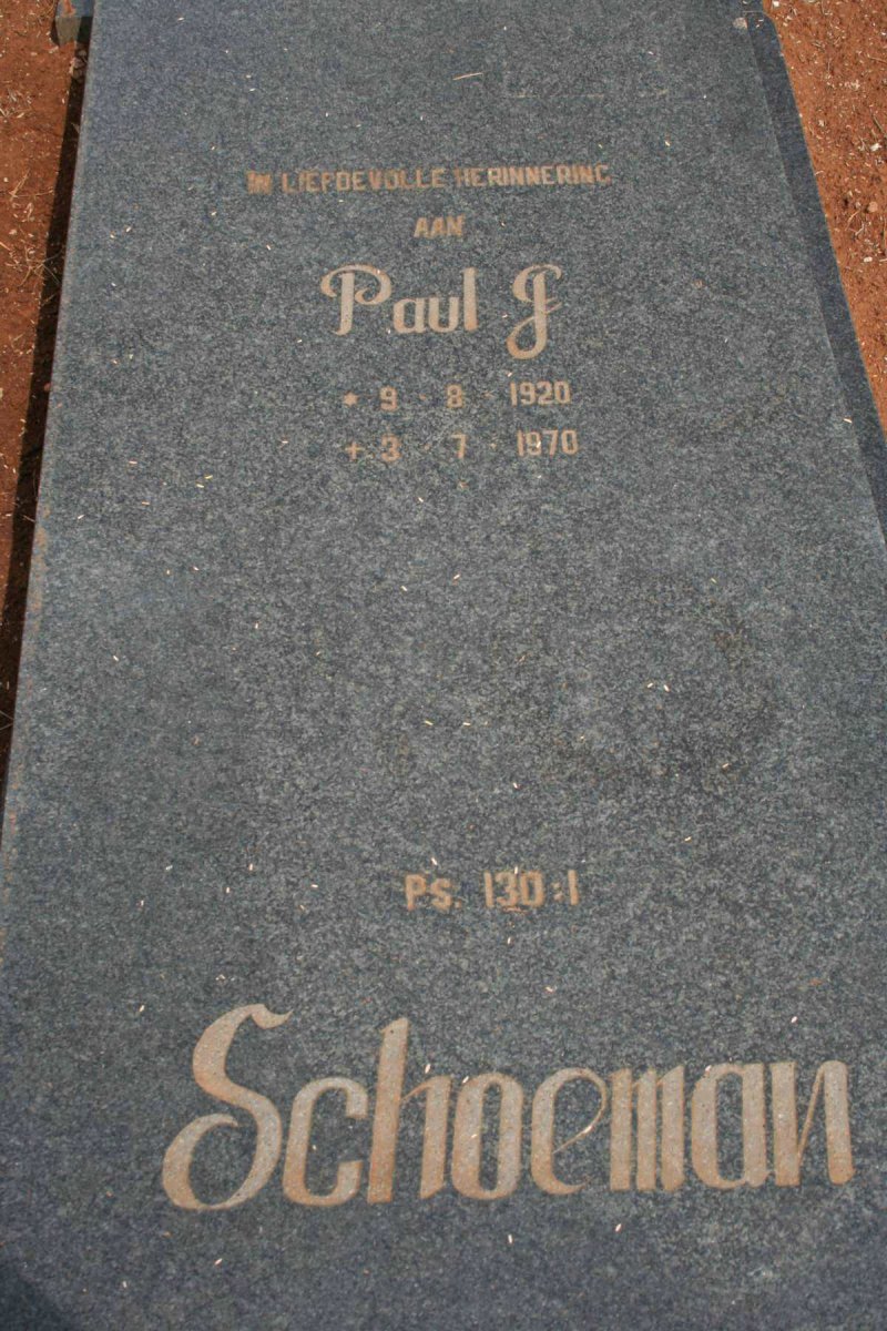 SCHOEMAN Paul J. 1920-1970