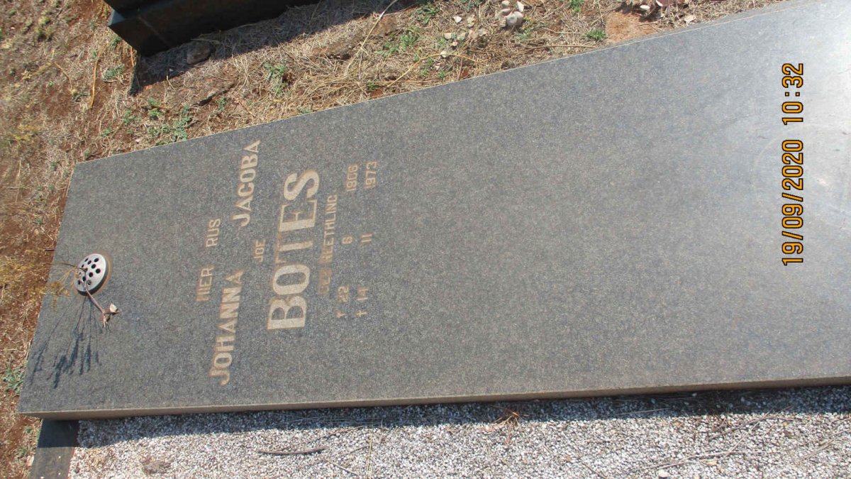 BOTES Charl Frederik 1905-1981 &amp; Johanna Jacoba NEETHLING 1906-1973