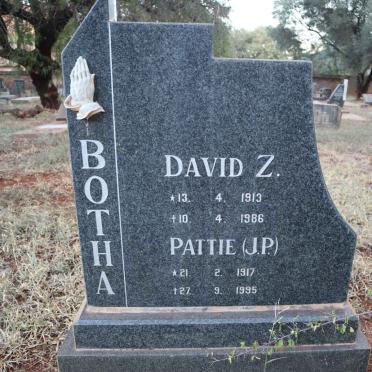 BOTHA David Z. 1913-1986 &amp; J.P. 1917-1995