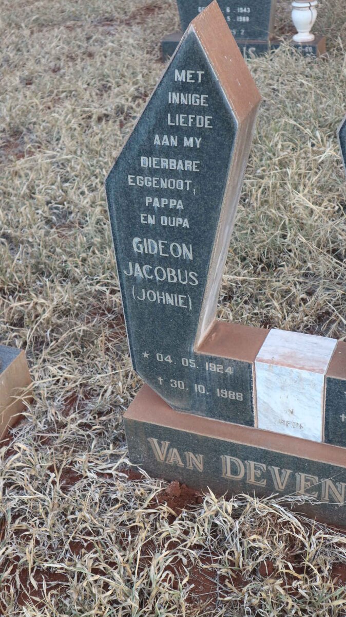 DEVENTER Gideon Jacobus, van 1924-1988 &amp; Rachel Engela Gertruida VILJOEN 1929-1988