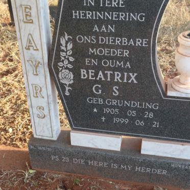 EAYERS Beatrix G.S., nee GRUNDLING 1905-1999