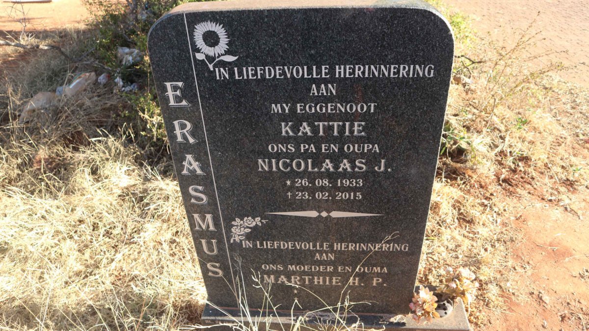 ERASMUS Nicolaas J. 1933-2015 &amp; Marthie H.P.