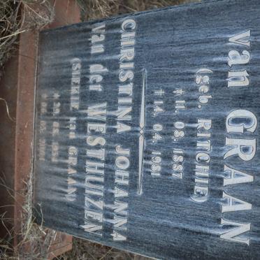 GRAAN Rachel Jacoba, van nee RITCHIE 1887-1981 :: VAN DER WESTHUIZEN Christina Johanna nee VAN GRAAN 1954-2004