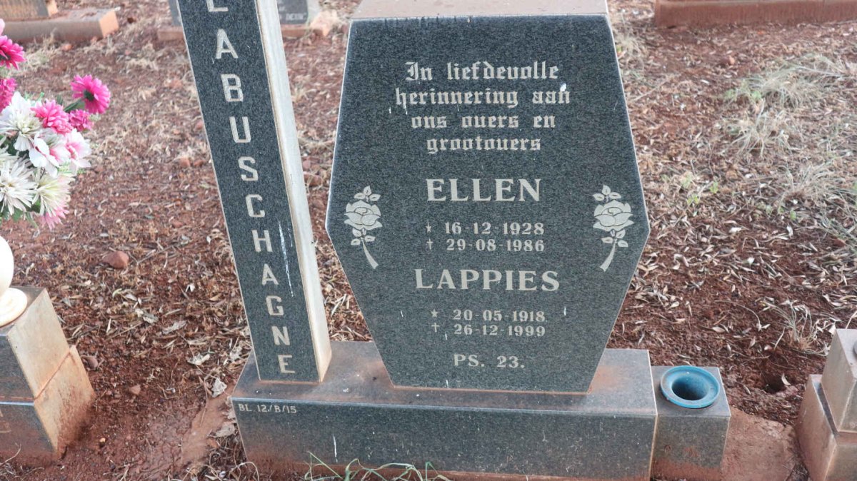 LABUSCHAGNE Lappies 1918-1999 &amp; Ellen 1928-1986