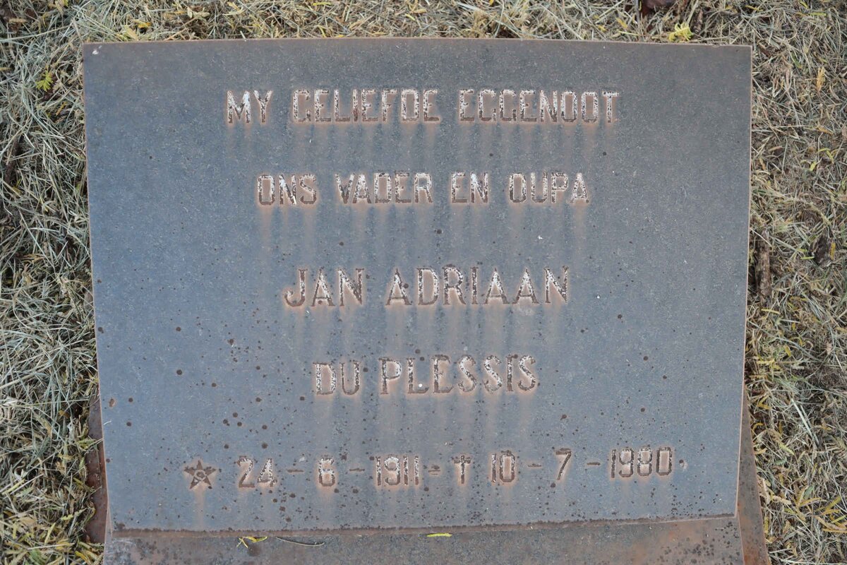 PLESSIS Jan Adriaan, du 1911-1980