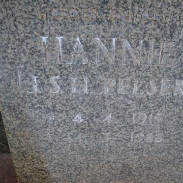 PELSER Sarel Johannes 1914-1981 &amp; J.S.H. 1915-1988