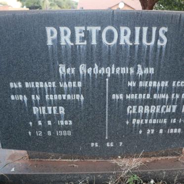 PRETORIUS Pieter 1903-1988 &amp; Gerbrecht L.C. PRETORIUS 1909-1980