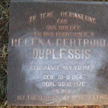 PLESSIS Helena Gertruida, du nee JANSE VAN VUUREN 1914-1976