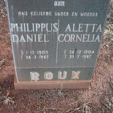ROUX Philippus Daniel 1905-1967 &amp; Aletta Cornelia 1904-1987
