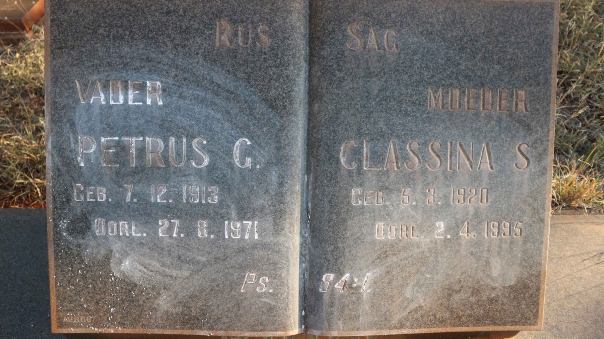 ROOS Petrus G. 1913-1971 &amp; Classina S. 1920-1995