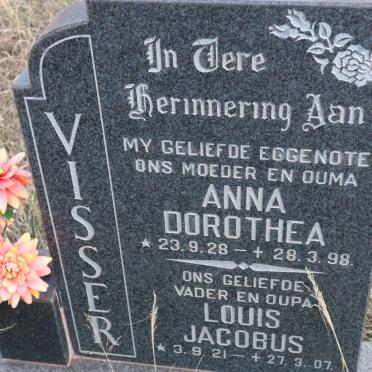 VISSER Louis Jacobus 1921-2007 &amp; Anna Dorothea 1928-1998