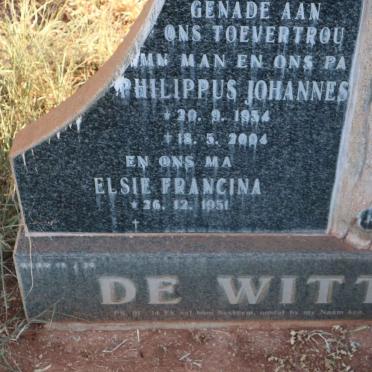 WITT Philippus Johannes, de 1954-2004 &amp; Elsie Francina 1951-