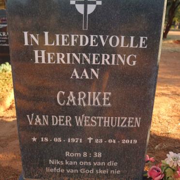 WESTHUIZEN Carike, van der 1971-2019