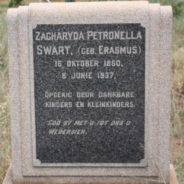 SWART Zacharyda Petronella nee ERASMUS 1860-1937