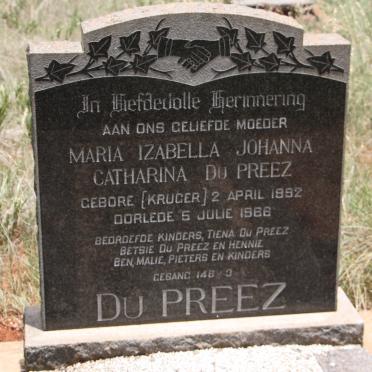 PREEZ Maria Isabella Johanna Catharina, du nee KRUGER 1892-1966