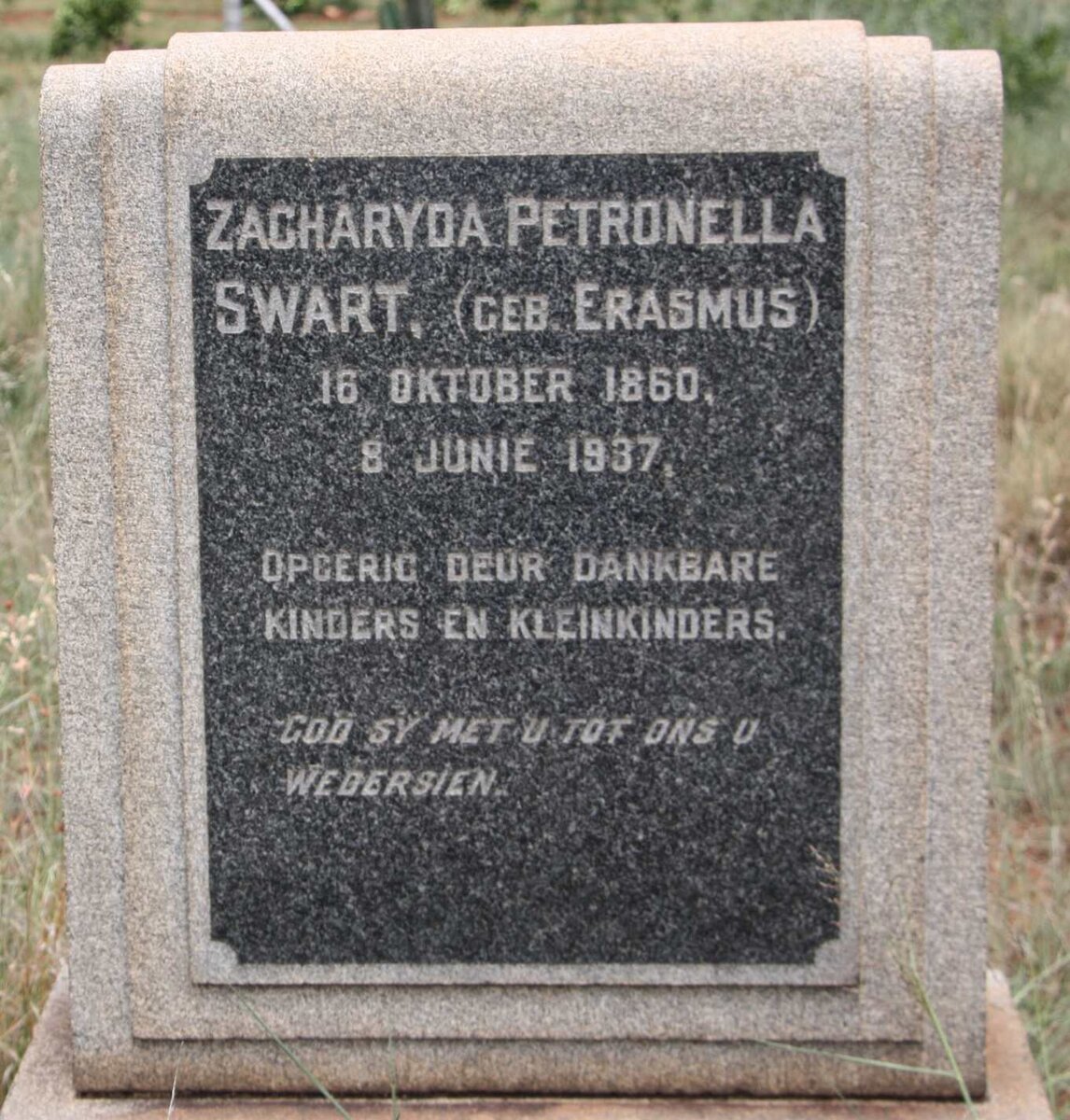 SWART Zacharyda Petronella nee ERASMUS 1860-1937