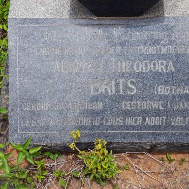 BRITS Alwyna Theodora nee BOTHA 1888-19?7