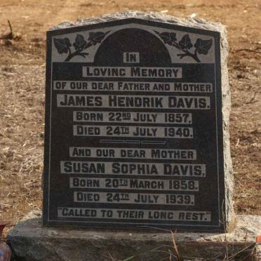 DAVIS James Hendrik 1857-1940 &amp; Susan Sophia 1858-1939