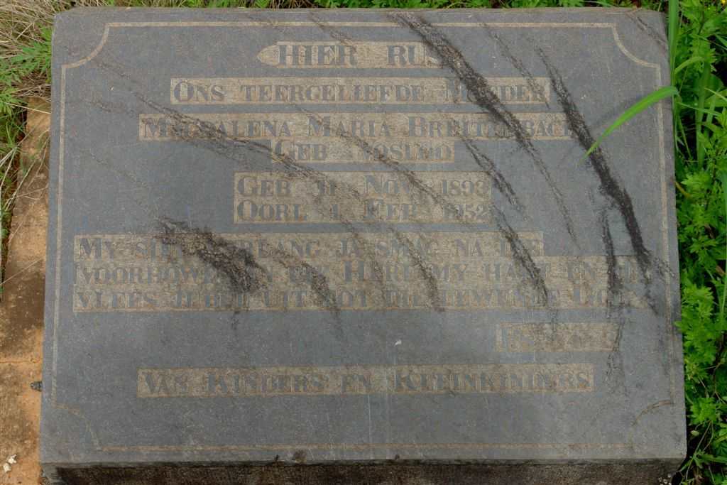 BREITENBACH Magdalena Maria nee VOSLOO 1893-1952