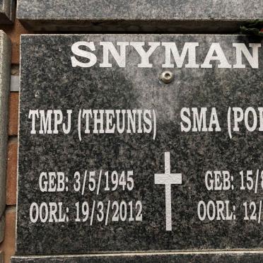 SNYMAN T.M.P.J. 1945-2012 &amp; S.M.A. 1945-2017