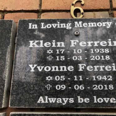 FERREIRA Klein 1938-2018 &amp; Yvonne 1942-2018
