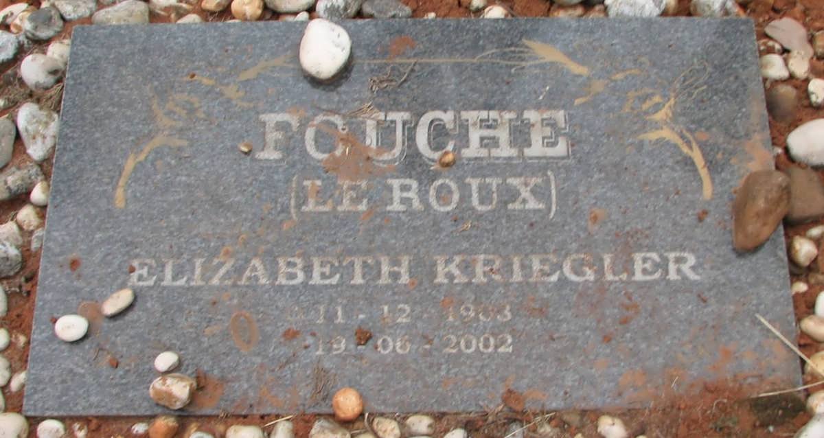 FOUCHE Elizabeth Kriegler  nee LE ROUX 1903-2002
