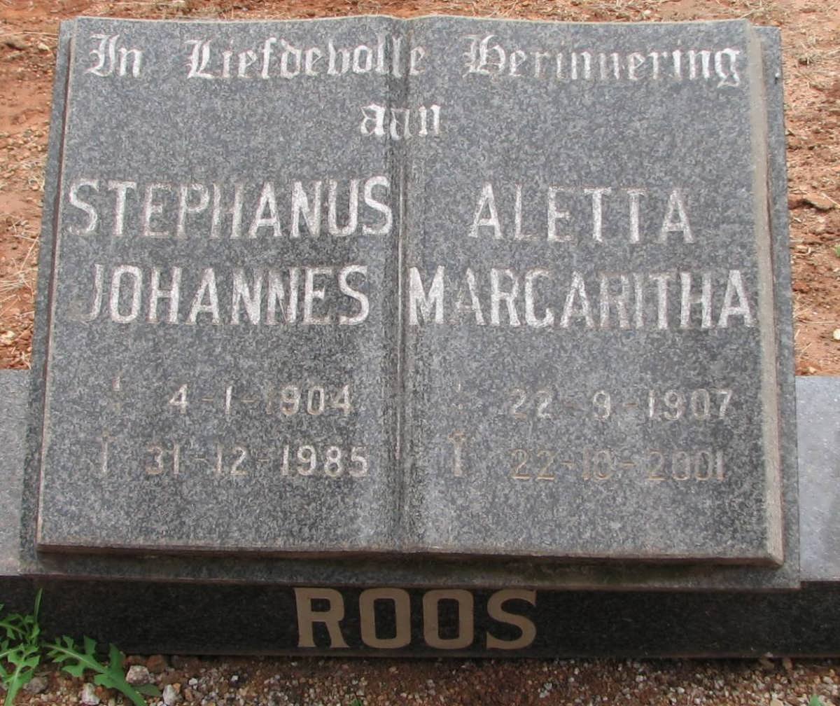 ROOS Stephanus Johannes 1904-1985 &amp; Aletta Margaritha 1907-2001