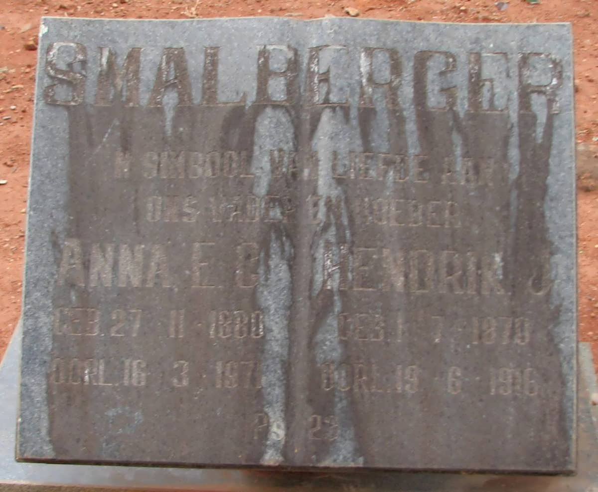 SMALBERGER Hendrik J. 1870-1916 &amp; Anna E.C. 1880-1971