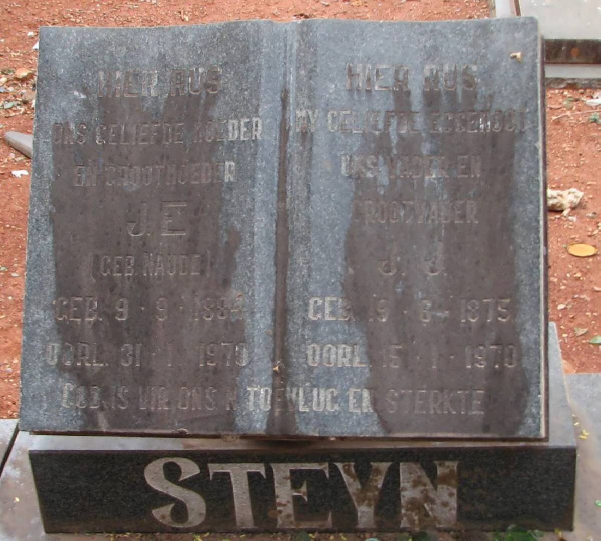 STEYN J.J. 1875-1970 &amp; J.E. NAUDE 1884-1979