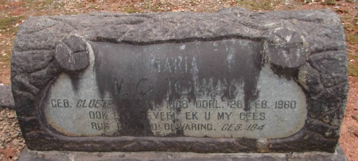 TOLMAY Maria M.C. nee CLOETE 1908-1960