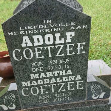 COETZEE Adolf 1924-2015 &amp; Martha Magdalena 1925-2011